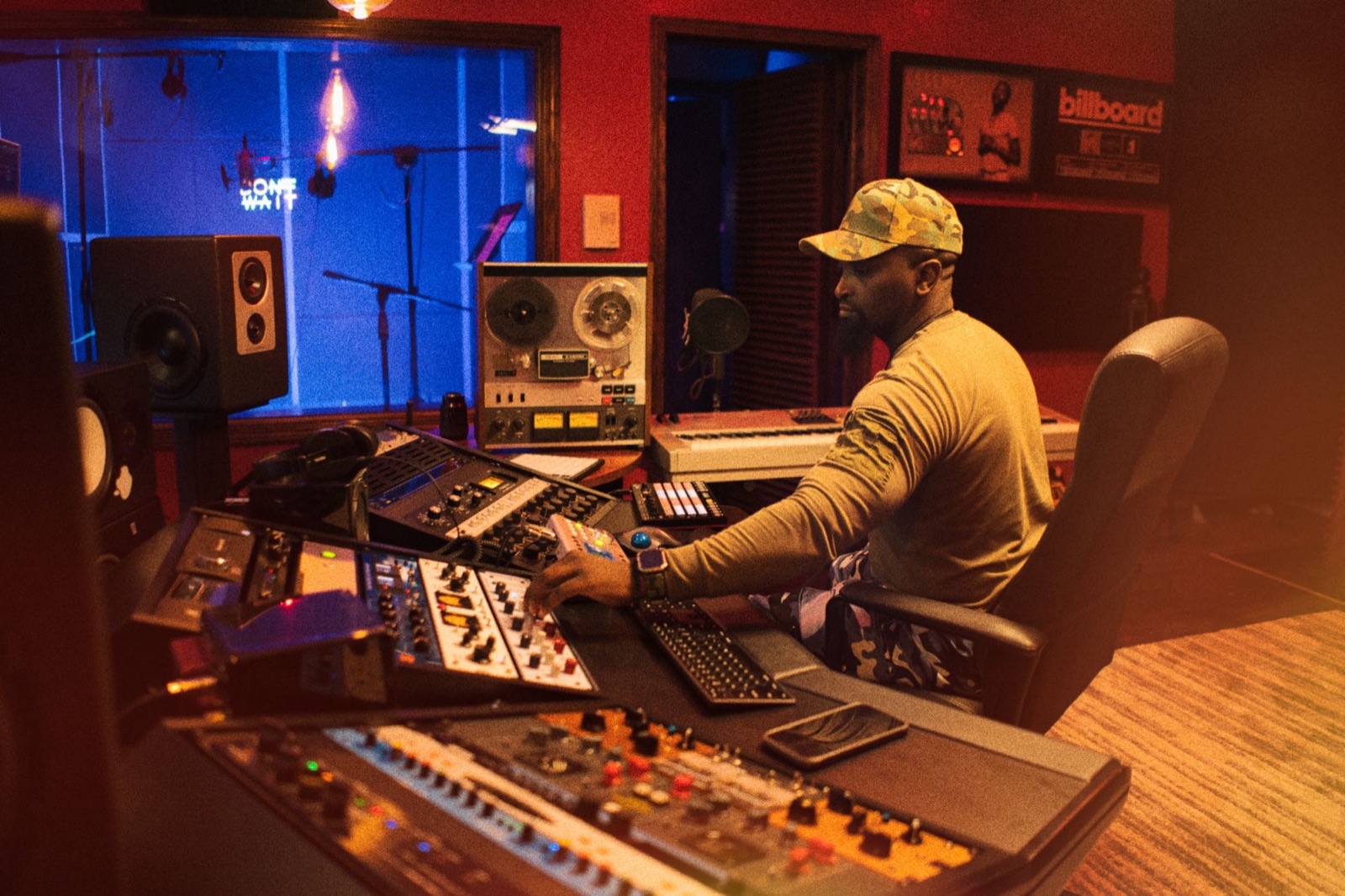 Giggz working the console at Xtrim Studios
