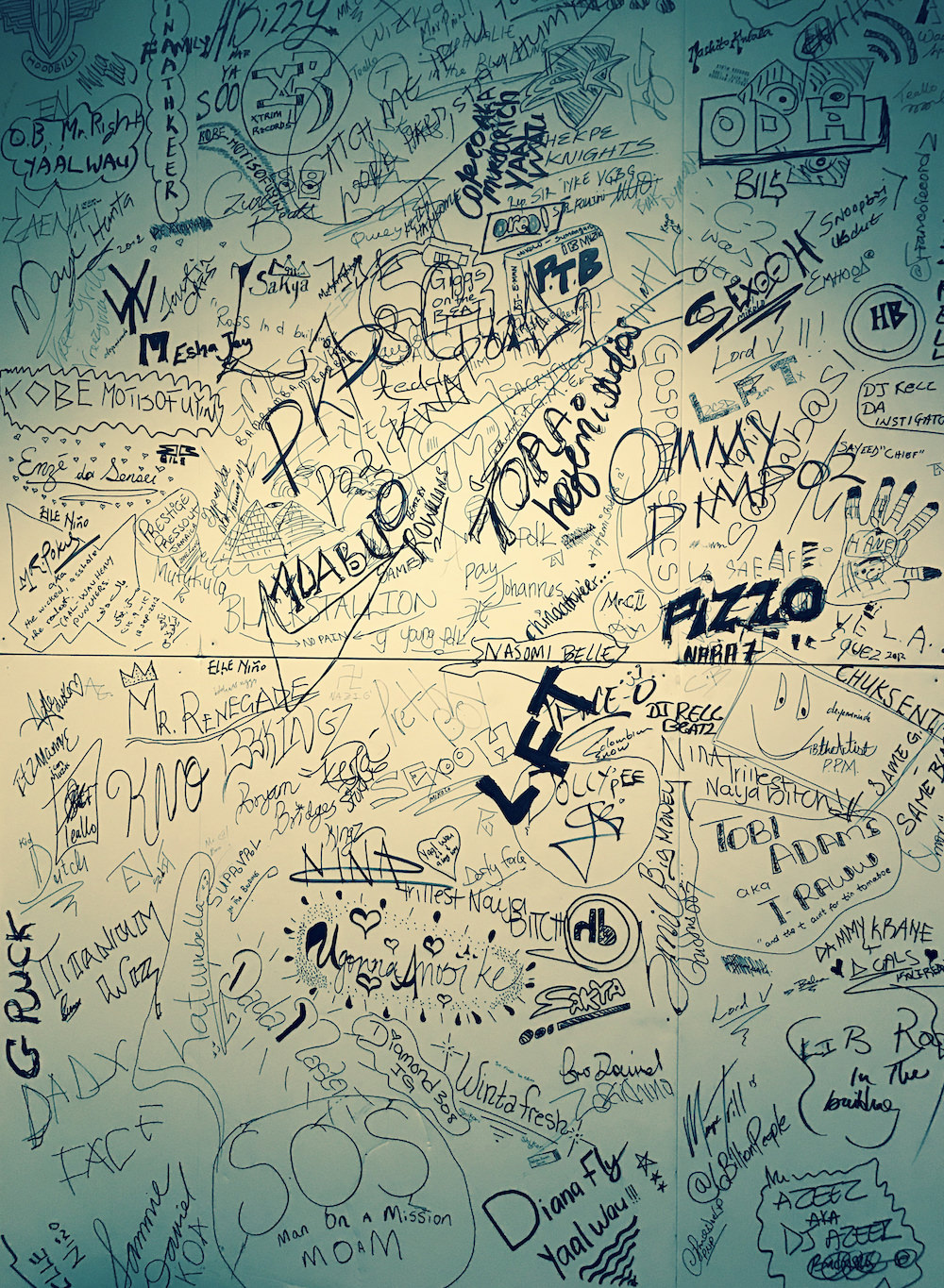 Wall of artist autographs